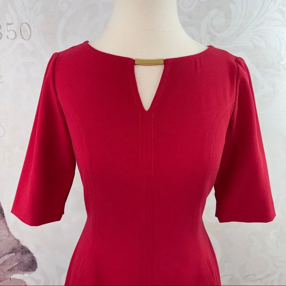 Tahari Arthur S. Levine red classy dress Size 2 Petite - Picture 2 of 13